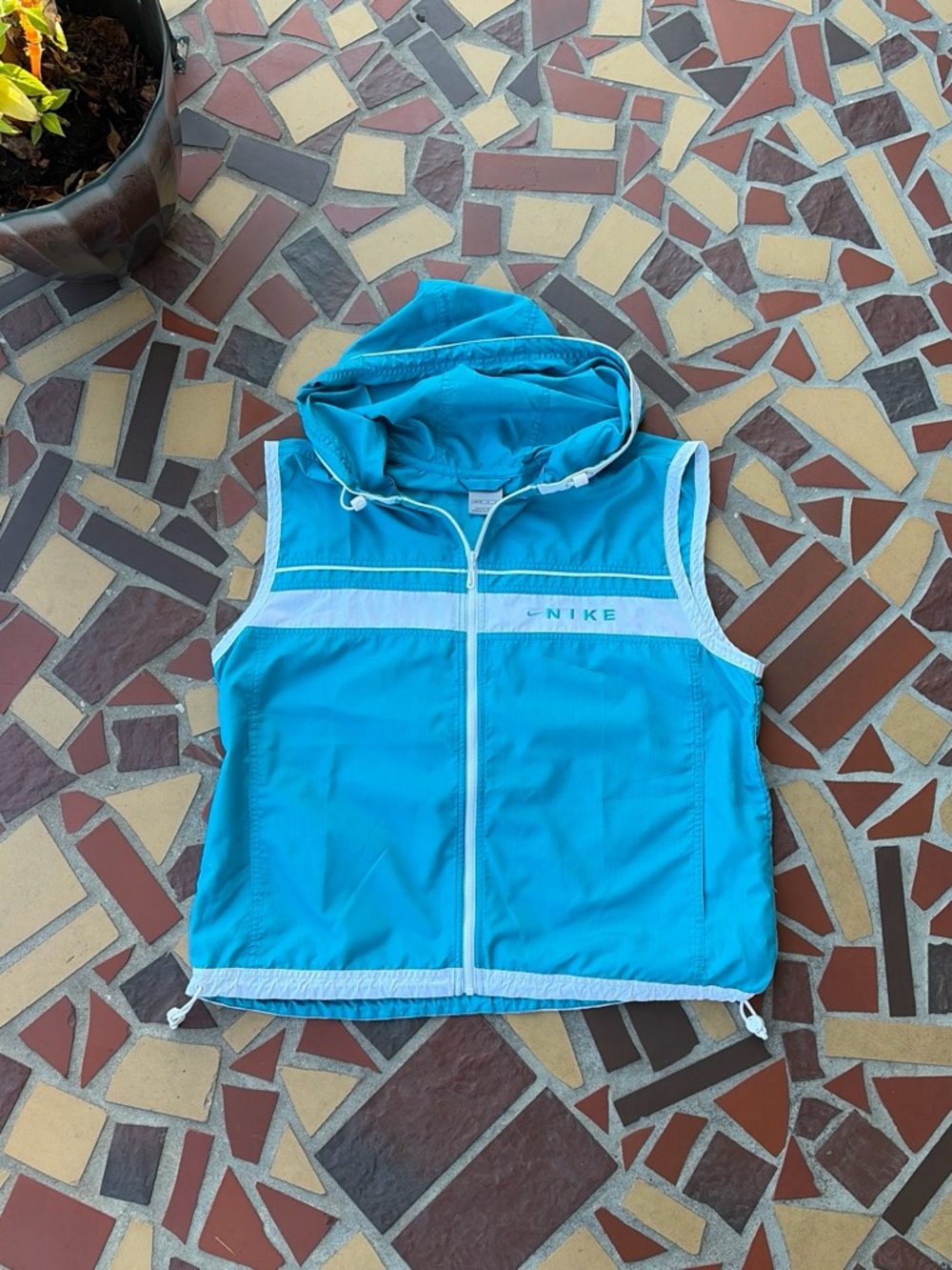 Vintage Y2K Nike Teal Hooded with White Trim Vest